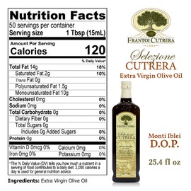Frantoi Cutrera - Selezione - Extra Virgin Olive Oil from Italy, Sicilian Pure EVOO, Premium 2022/23 Early Harvest First Cold Pressed, Olive Oil High In Polyphenols, 24.5 Fl Oz (Pack of 1)
