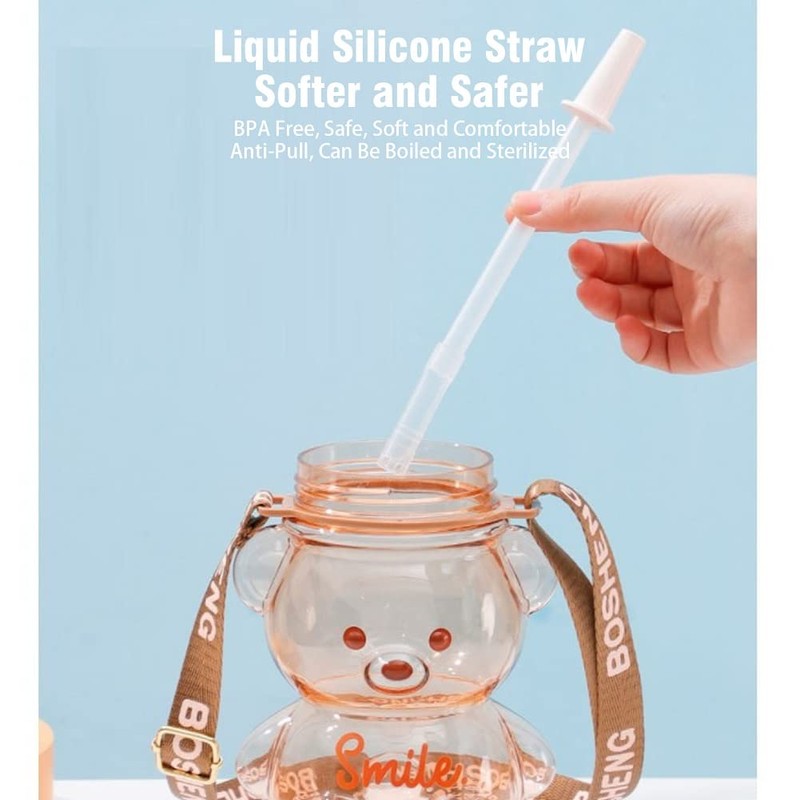 32oz Bear Straw Water Bottle Large 1L BPA Free Water