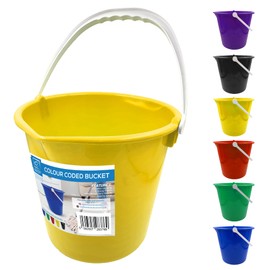 Colour Coded Plastic Bucket with Handle, 2 Gallon (10L) Household Heavy Duty Bucket with Spout and Easy-Grip Handle, Multipurpose Water Bucket for Cleaning, Bath, and Gardening (Yellow)