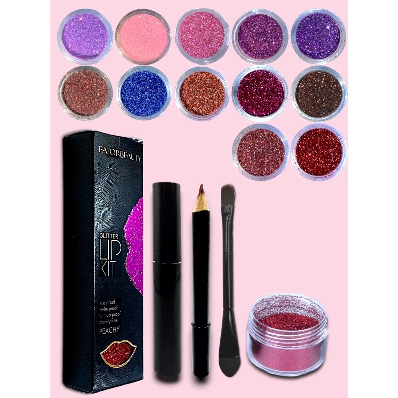 A4f Solutions Glitter Lips Polvo De Labios Con Lápiz Delineador