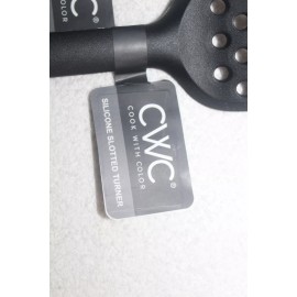 CWC 2 pc Black Silicone Spoon & Slotted Turner Set Kitchen Utensils CWC