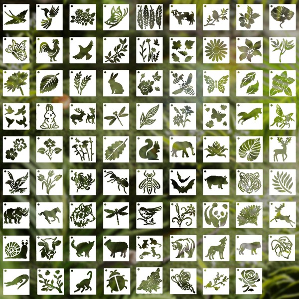 YBCCBY 80 Piece Stencils Set for Painting Animals Flower Painting