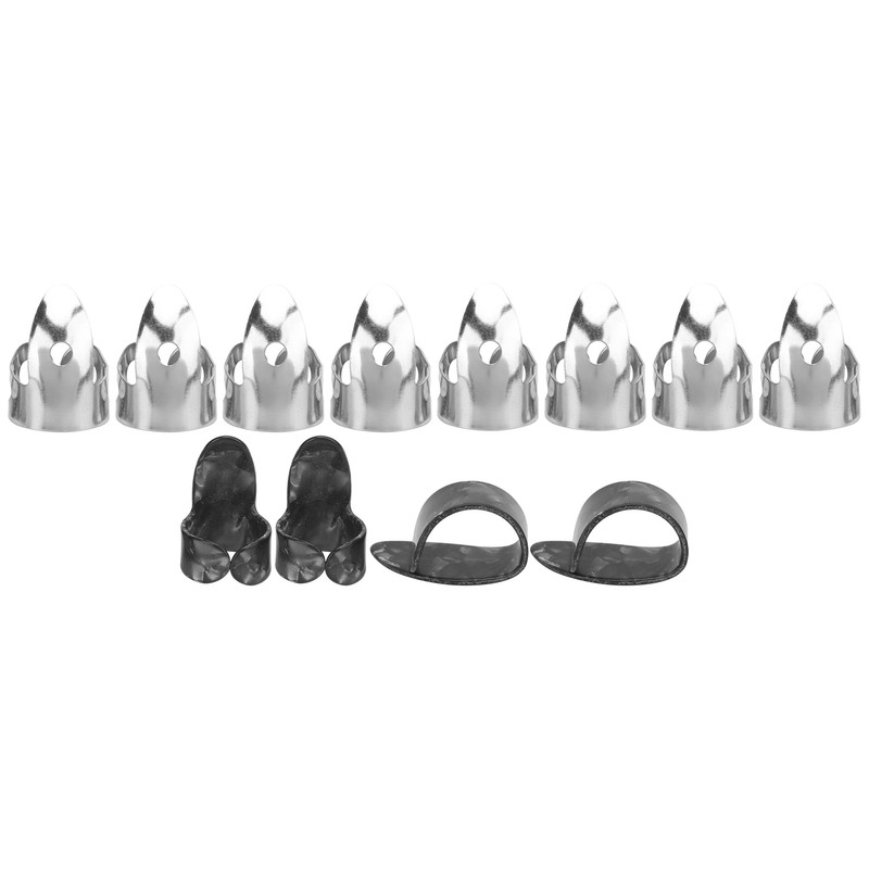 12Pcs Finger Picks Metal Celluloid Index Thumb Cots Guitar Playing