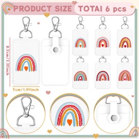 Liliaafar 6 Pcs Rainbow Classroom Doorbell Holder for Teacher Lanyard Back to School Leather Doorbell Holded Class Bell Keychain Case Gift for Classroom Teacher Must Haves