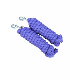 Pack of 2 Solid Cotton Lead Rope for Horses and Dogs 10 Foot Long (16MM) Thick -Duty Satin Bolt Snap (Purple)