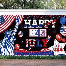 Happy 4th of July Banner Backdrop, 4th of July Decorations, Independence Day Decorations Banner, 4th of July Background Backdrop for Photography
