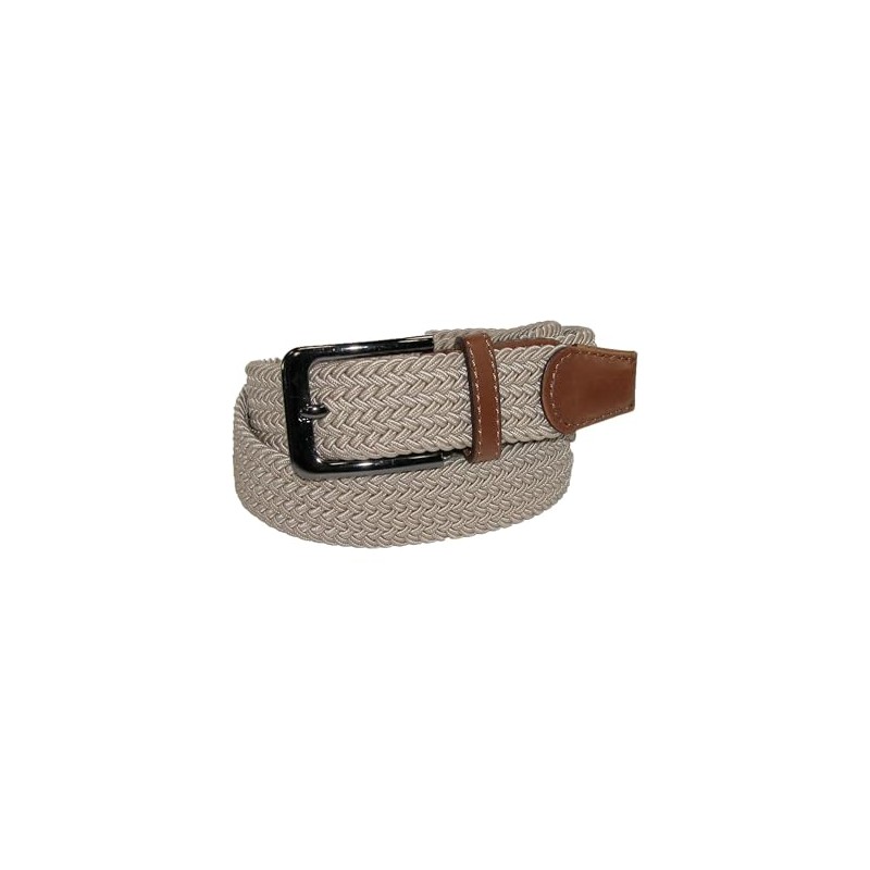 CTM® Men's Elastic Braided Stretch Belt with Silver Buckle and