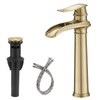 RUITHOE Brushed Gold Bathroom Vessel Sink Faucet, Waterfall Bathroom Faucet,