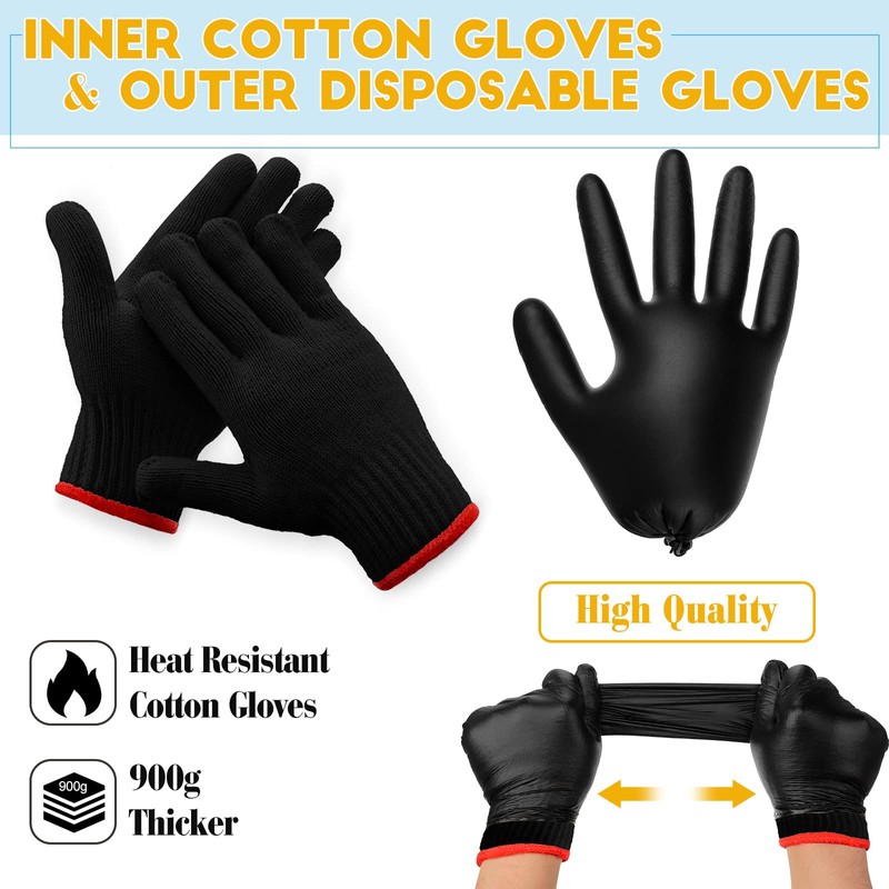 Janmercy 200 Pcs Disposable BBQ Nitrile Gloves with 4 Pairs