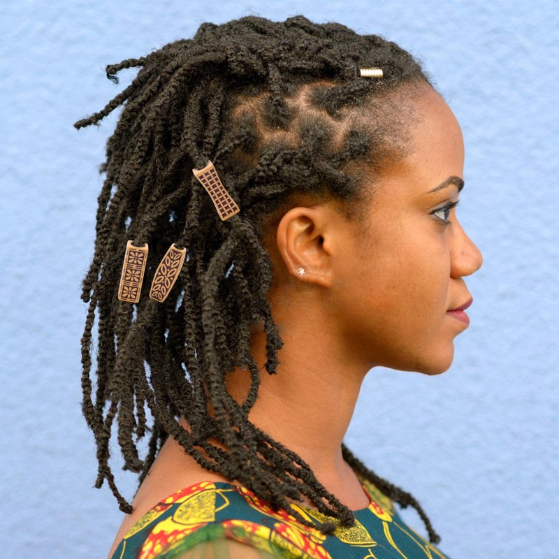 Hair Beads for Dreadlocks, 60pcs Imitation Wooden Hair Beads Braids