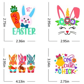 iMagitek 38 Pieces Easter Word Stickers for Crafts Vinyl Waterproof Bunny Face Decals for Crafts Wood Cup Glass Water Bottle Decoration