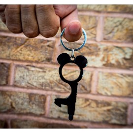 Pin Lounge Mickey Head Door Opener With Stylus Tip , touchless keychain Bottle Opener