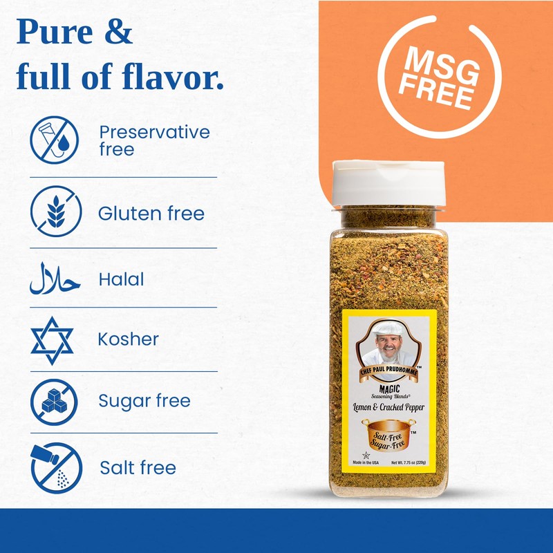 Chef Paul Magic Seasoning Blends Lemon and Cracked Pepper Seasoning