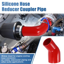 X AUTOHAUX 45 Degree 3.0 Inch to 4.0 Inch ID 4Ply Car Elbow Reducer Silicone Hose Coupler Intercooler Tube Intake Piping Red 76-102mm