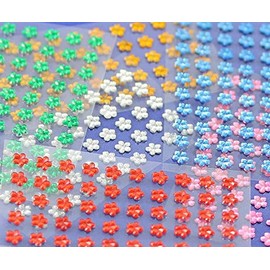 KraftGenius Allstarco – Adhesivos acrílicos con Diamantes de imitación de plástico para Pegar en el Cuerpo, Joyas para Tarjetas y Invitaciones, Manualidades, 5 Hojas, Flower/Blue, 6 mm, 1