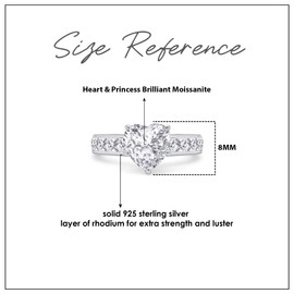 Wishrocks 925 Sterling Silver 14K White Gold Plated 7MM Heart Cut Lab Created Moissanite Diamond Solitaire Wedding Engagement Ring For Womens -9