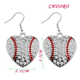 CHOORO Baseball Mom Gift Baseball Zircon Charm Necklace/Earring Baseball Team Jewelry Baseball Lovers Jewelry Baseball Coach Gift Baseball Player Gift (Baseball-Earring)