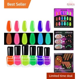 Juego de esmalte de uas de nen que brilla en la oscuridad kit de esmalte de gel arte en uas regalo vacaciones                                         