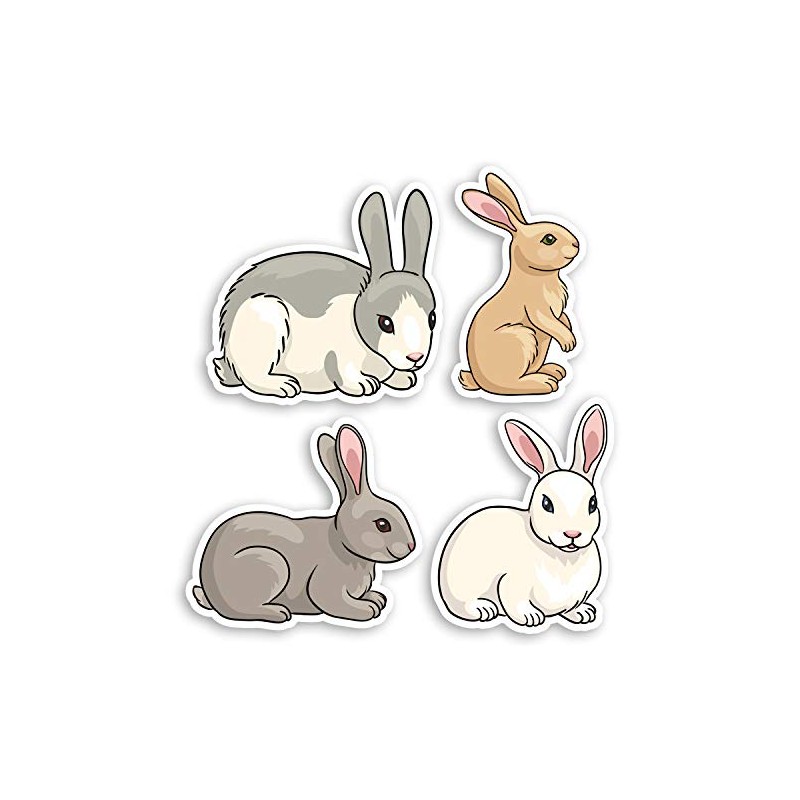 4 x 5cm Cute Bunny Rabbits Vinyl Stickers - Rabbit