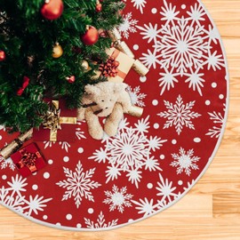 Christmas Tree Skirt Snowflake Large Xmas Tree Skirts Decoration 120 CM Burlap Tree Mat Cover for Holiday Party