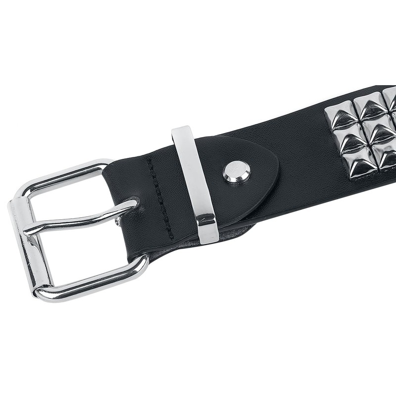 Black Premium by EMP Unisex Black Triple Row Rivet Belt,