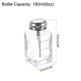 HARFINGTON Solvent Alcohol Dispensers 180ml(6.1oz) Conical Push Down Liquid Dispenser Pump Bottle Sprinkler Head with Stainless Steel Tube and Copper Core for Acetone Polish Remover
