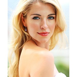 Starchenie Teardrop Dangle Drop Earrings 925 Sterling Silver Pear Birthstones Leverback Earrings February Amethyst Gift for Women