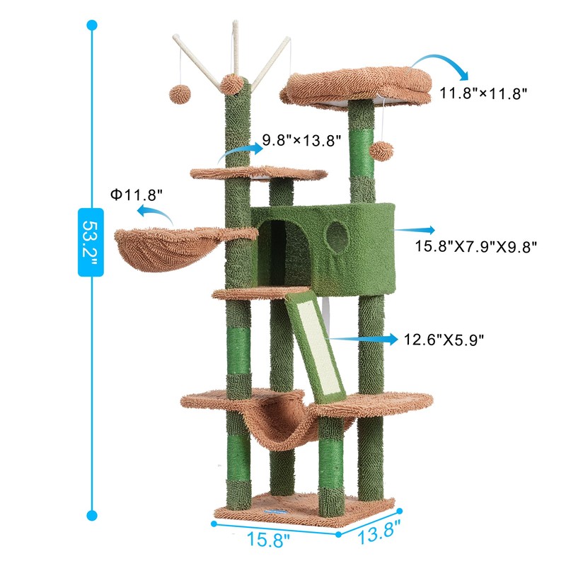 Hey-brother Cat Tree, 53 inch Cat Tower for Indoor Cats,