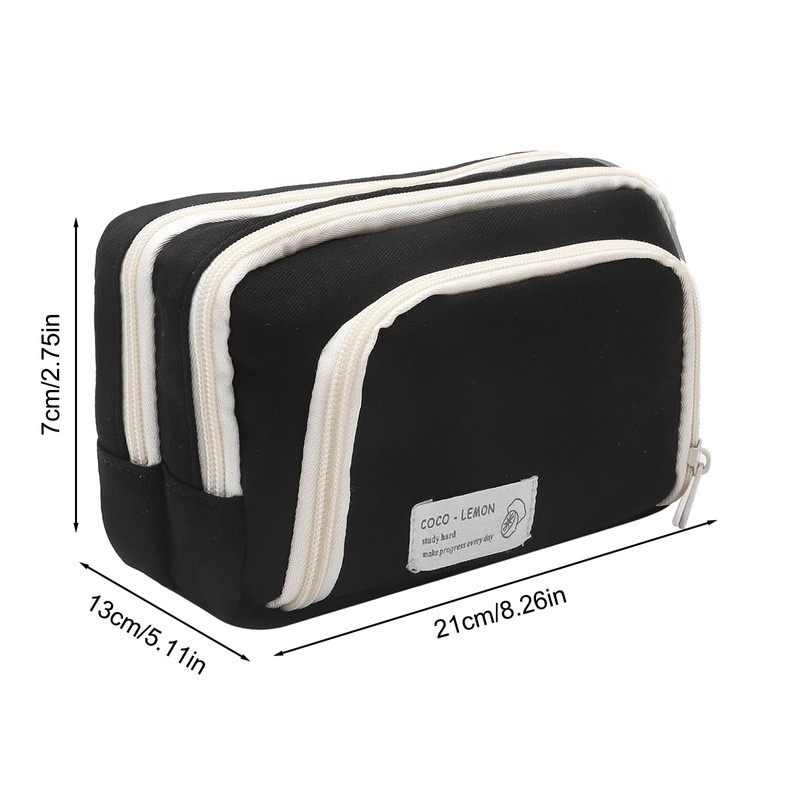 Large Pencil Case Study Must Haves, Aesthetic Pencil Case, Black