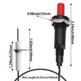 Aifeier ET Piezo Spark Ignition, Propane Push Button Piezo Igniter Kit with Threaded Ceramic Electrode lgniter Fit for Gas Fireplace, Oven, Heater, Kitchen lgniter (1 Pack)