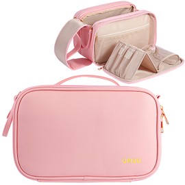 Travel Gifts for Women, Mom, Sister, Toiletry Bag Gifts, Womens Gifts for Christmas, Full Sized Makeup Cosmetic Bag, Water-resistant PU Leather, Travel Organizer Essentials, Gift Ideas, Pink, Medium