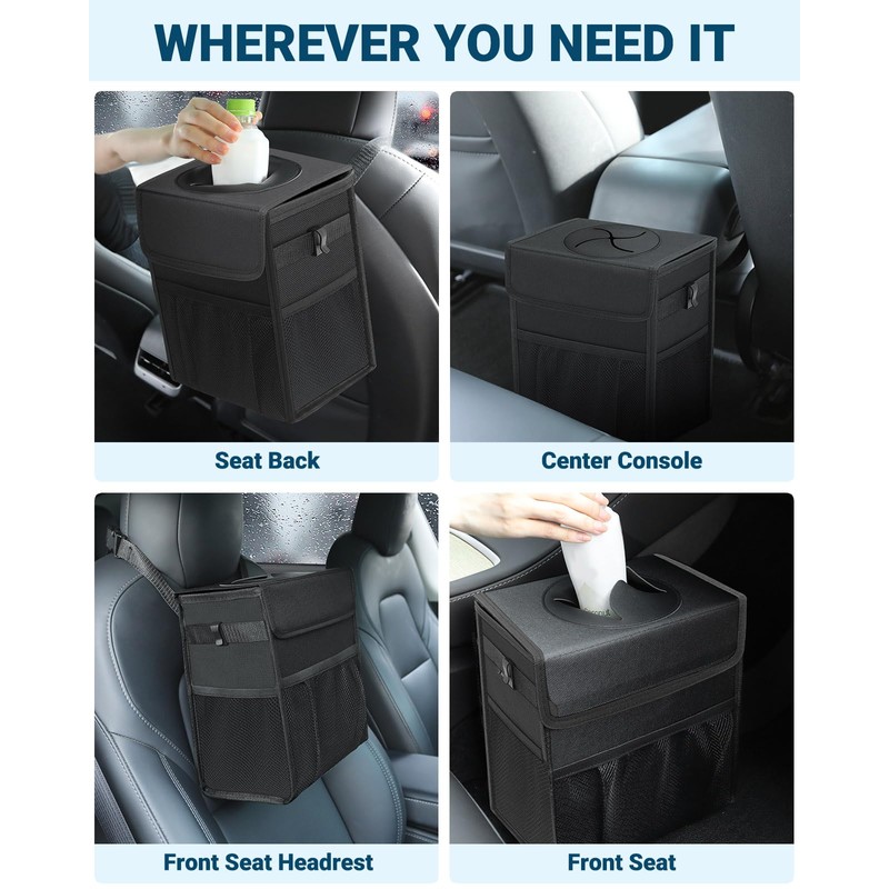 Capolo Car Trash Can with Lid, Leakproof Car Trash Bag