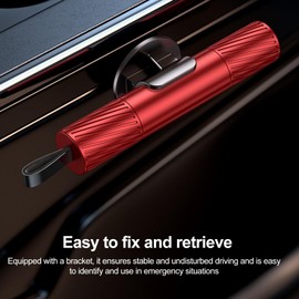 BOBOPACK Gurtschneider Notfallhammer, Autoscheiben Hammer und Sicherheitsgurt Schneider, Tragbarer, Kompakter Gurtschneider und Glasbrecher, für Rettung zu Land und zu Wasser (Rot)