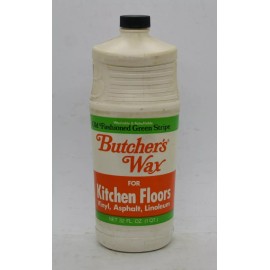 Butcher VINTAGE 1970's BUTCHER'S WAX Green Stripe FLOOR WAX QT. BOTTLE - NOS