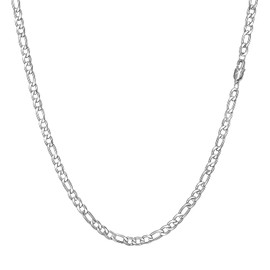 RWQIAN Figaro Chain Silver Chain Men's Figaro Chain Stainless Steel Necklace Figaro Jewellery Hip Hop Chain Men Women 46 cm - 66 cm, Stainless Steel