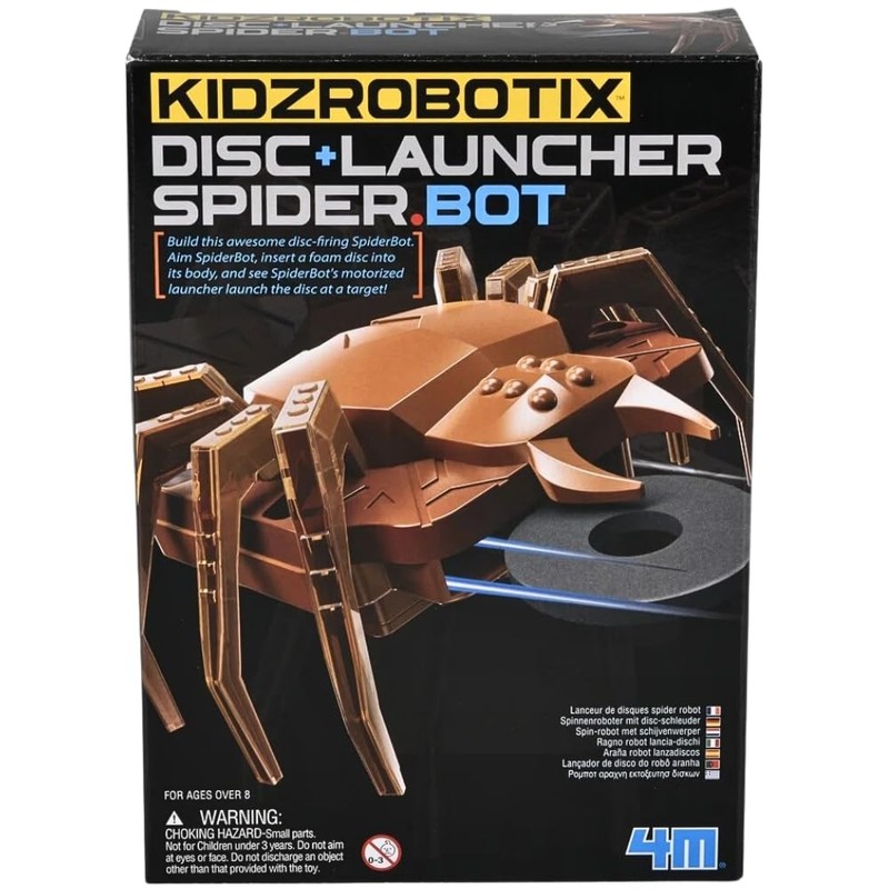 4M KidzRobotix Disc Launcher SpiderBot, Build and Launch Flying Discs,