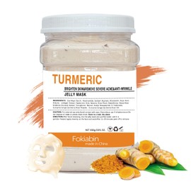 Fokiabin Jelly Mask for Facials, Hydrating & Moisturizing Peel-Off Rubber Gel Face Mask, Skin Care for Deep Hydration & Glow, 23 Fl Oz Jar Professional Spa Use for All Skin Types with Turmeric essence