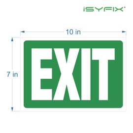 iSYFIX Exit Signs Stickers – 2 Pack 10x7 Inch – Premium Self-Adhesive Vinyl, Laminated for Ultimate UV, Weather, Scratch, Water and Fade Resistance, for Office, Buildings, Workplace, Indoor & Outdoor