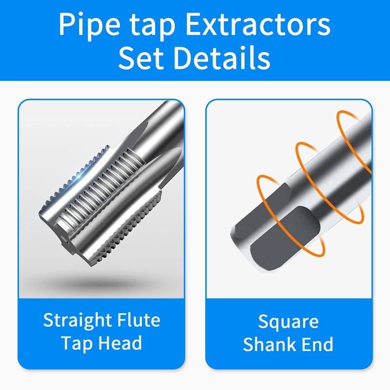 5-Piece NPT Pipe Tap Set, 1/8", 1/4", 3/8", 1/2", 3/4"
