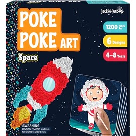 jackinthebox Poke Poke Art para niños - Tema espacial, kits de prensado de flores, arte y manualidades de tela sin ensuciar, regalo para niños y niñas de 4, 5, 6, 7, 8 años