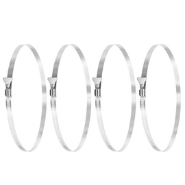 PATIKIL 11" Stainless Steel Hose Clamp, 4 Pcs 270-292mm (10.7-11.5Inch) Adjustable Thumb Screw Key Type Clamps Worm Gear Hose Clamp for Dryer Vent Dust Collector Automotive, Silver Tone