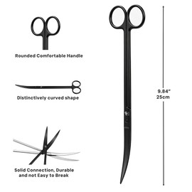 LINLAN 9.8-Inch Aquarium Aquascaping Tool Kit, Fully Rounded Edges Curved Scissors and Tweezers, Carbonized Anti-Rust, for Aquatic Plant Planting, Layering Shaping & Daily Maintenance