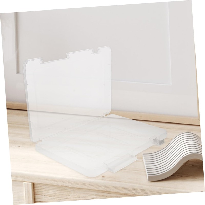 Sosoport 4pcs Portable File Storage Box Transparent Plastic Organizer for