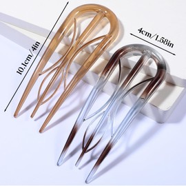 6PCS French Hair Pins for Women Plastic French Twist Pins Wavy 3 Inner Teeth Design Hairpin Spiral Updo Chignon Large Styling Pin for Thin Thick Hair Flexible Styling Hairs Accessories