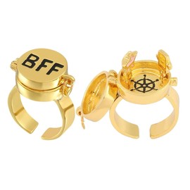RDNKVB Cute BFF Ring, Gold Rings, Jewellery Gifts for Women Girls, Pack of 2 Best Friends Forever, Adjustable Open Cap Rings