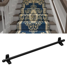 Solid Brass Stair Rods for Carpet Runners Set of 1, Black Stair Runner Rods for Fixed Stair Carpet, 28 inch Oval Finial Carpet Runner Rods