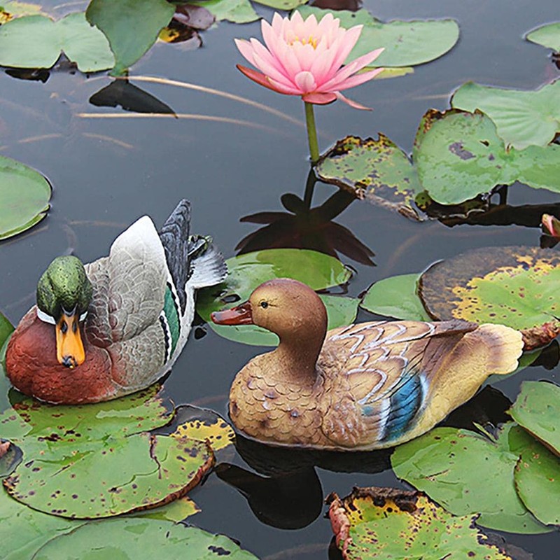 Outdoors Mallard Duck Statue, Realistic Duck Floater Floating Duck Decoys