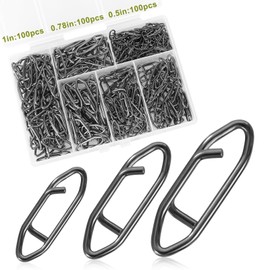 Crlincen 300PCS Fishing Speed Clips, Speed Clips for Fishing Lures Quick Change, High Strength Stainless Steel Fishing Clips for Freshwater Saltwater Black