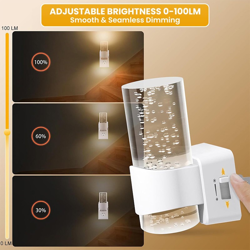 2 Pack LED Night Light Plug in, Auto Dimmable Night