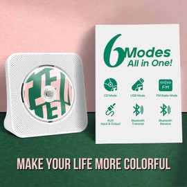 Portable CD Player for Home, ROADOM CD Players with Speakers, CD Player for Kids, Combo with Bluetooth/FM Radio/Stereo Sound/Remote Control/USB Drive/AUX/Timer/Repeat.